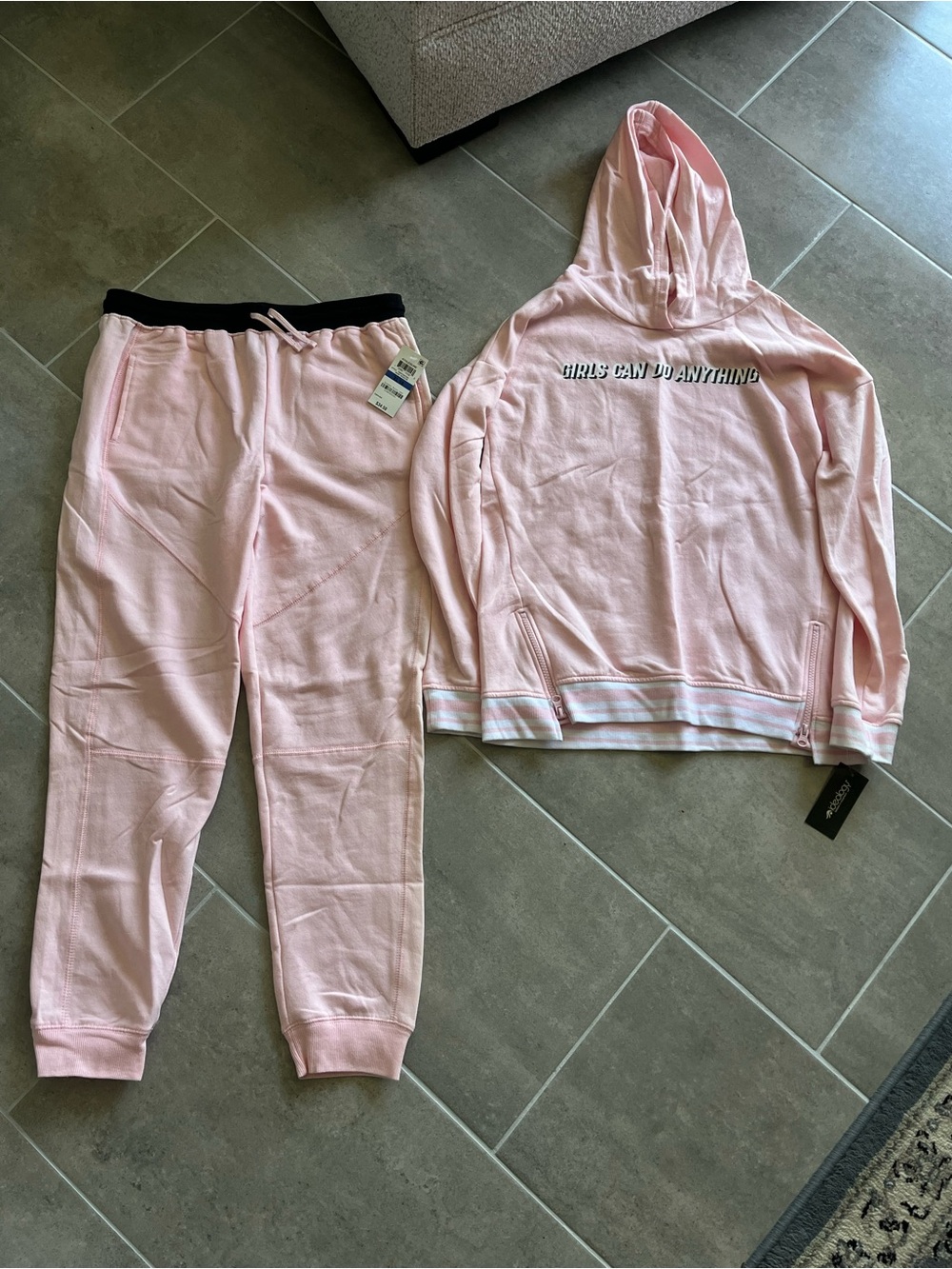 Brand New Girls' Pink Hoodie & Jogger Set - Girls Can Do Anything